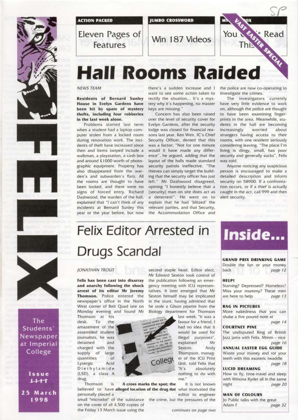 Felix Issue 1103, 1998