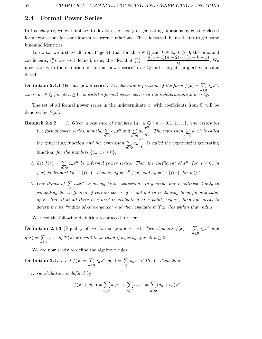 2.4 Formal Power Series