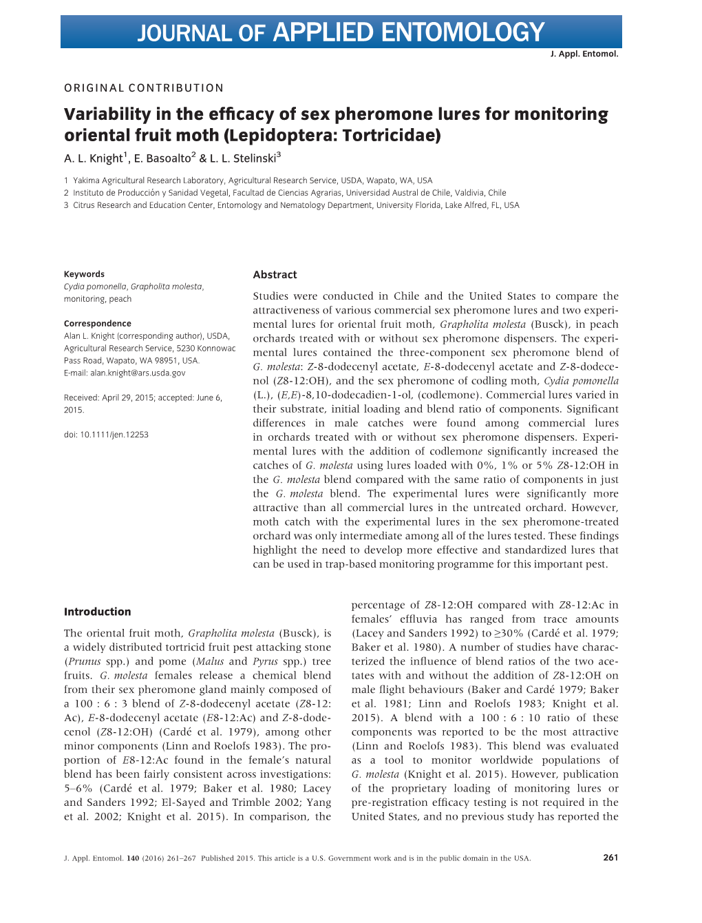 Variability in the Efficacy of Sex Pheromone Lures for Monitoring