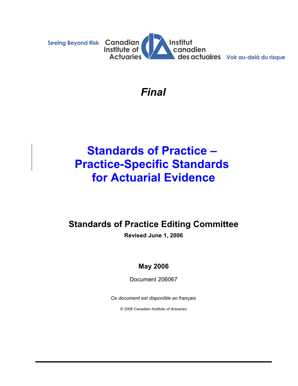 Standards of Practice Editing Committee