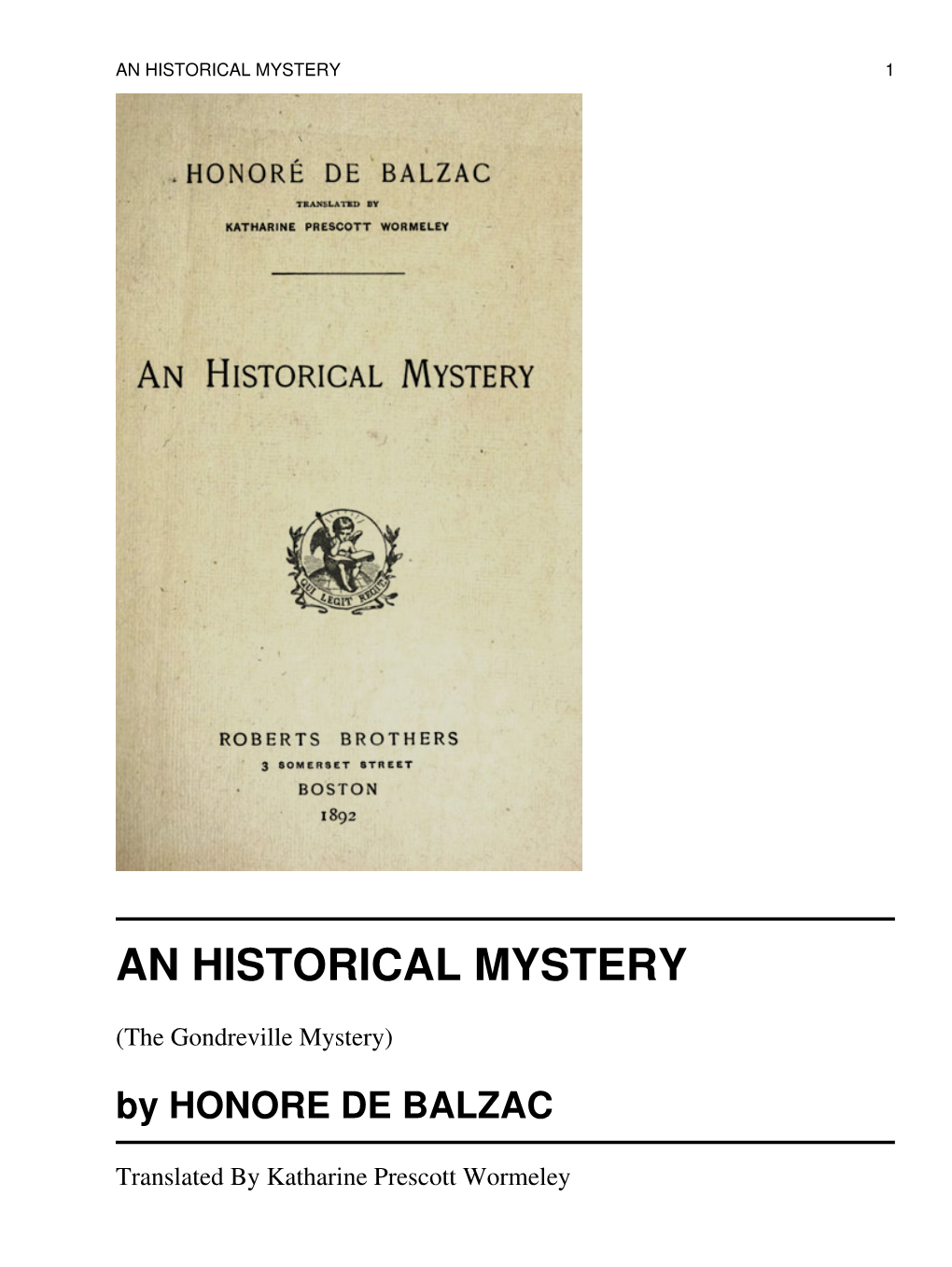 An Historical Mystery 1