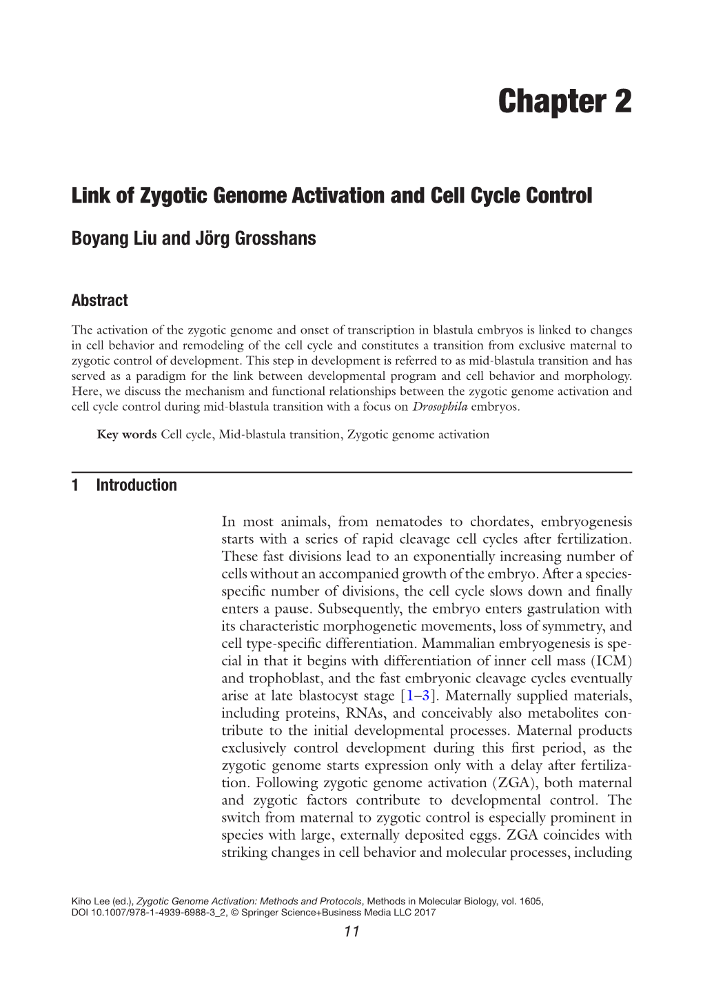 Link of Zygotic Genome Activation and Cell Cycle Control