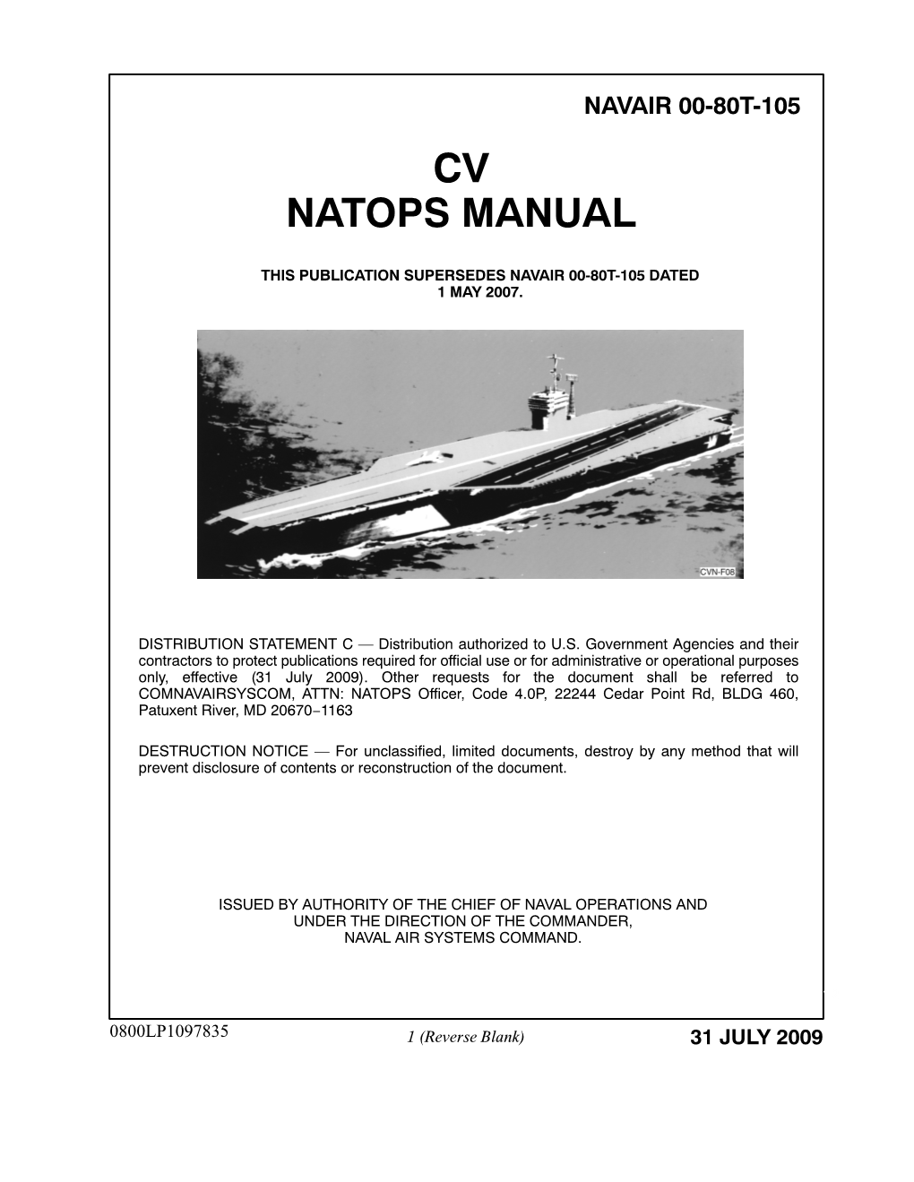 Navair 00-80T-105 Cv Natops Manual