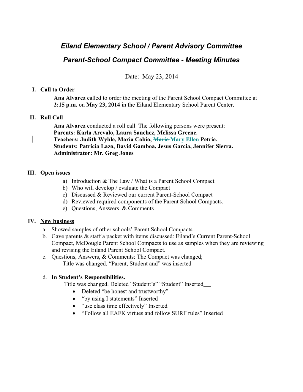 Kaiser Elementary School / Parent Advisory Committee