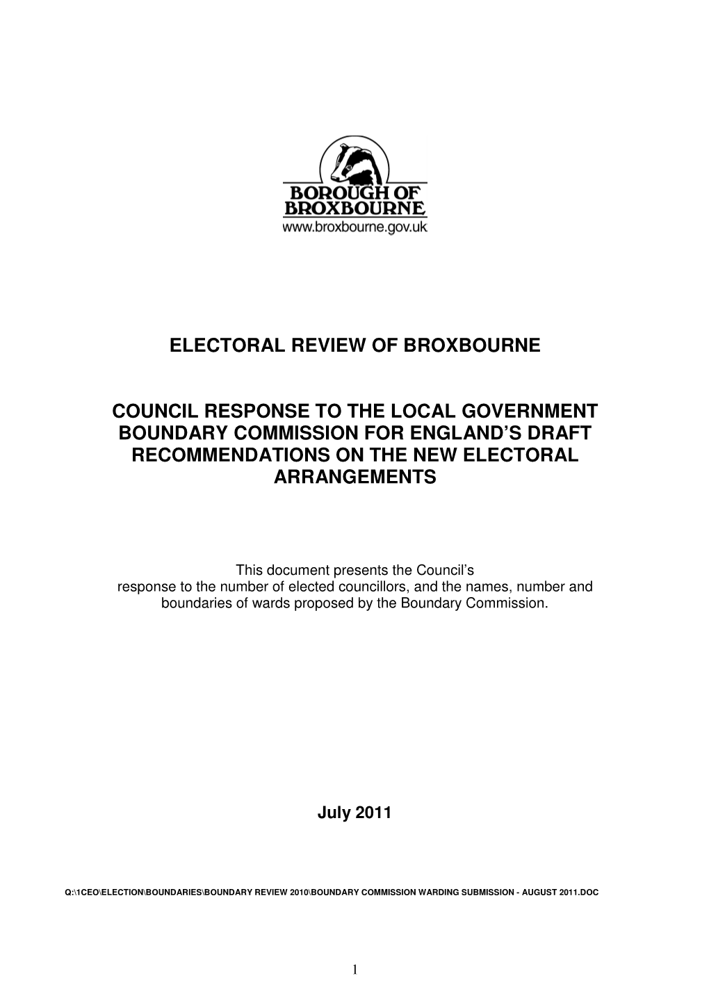 Electoral Review of Broxbourne Council