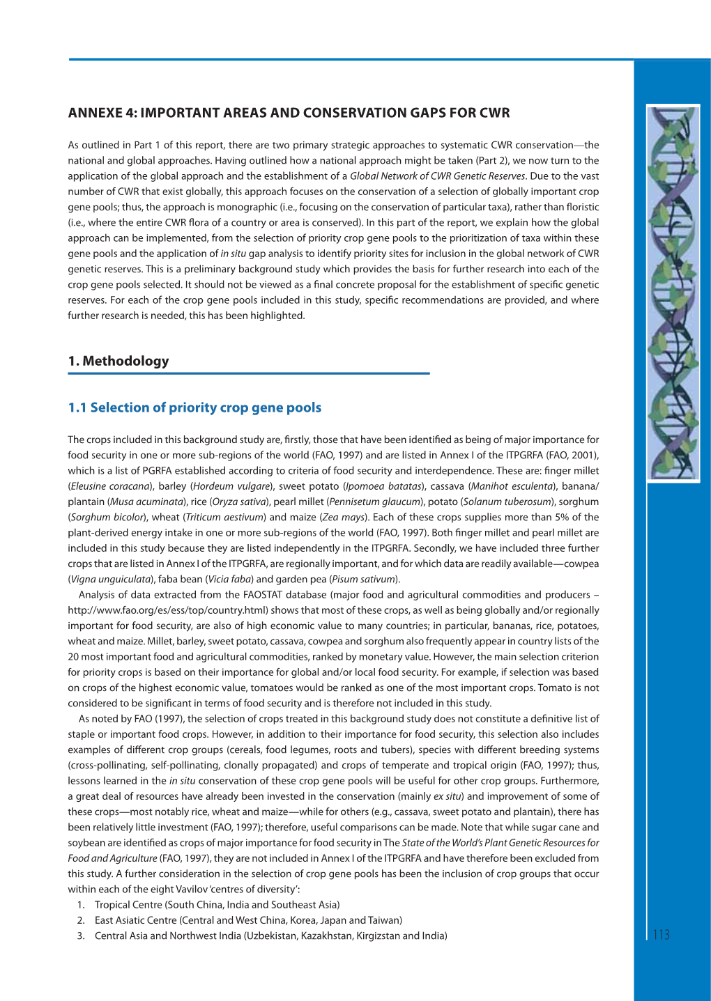 Annexe 4: Important Areas and Conservation Gaps for Cwr