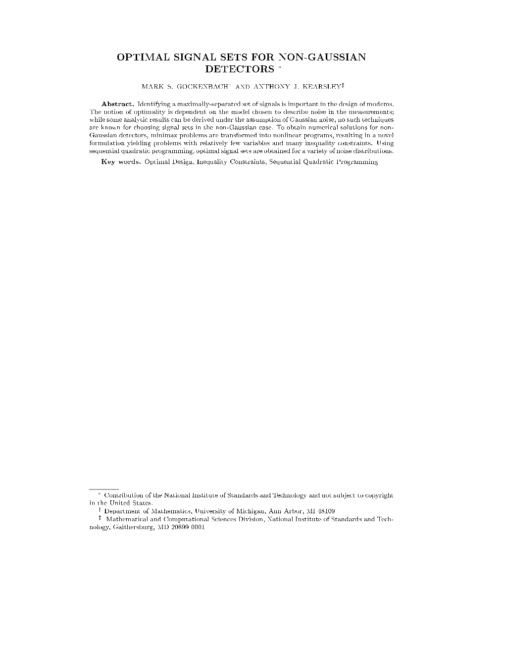 Optimal Signal Sets for Non-Gaussian Detectors