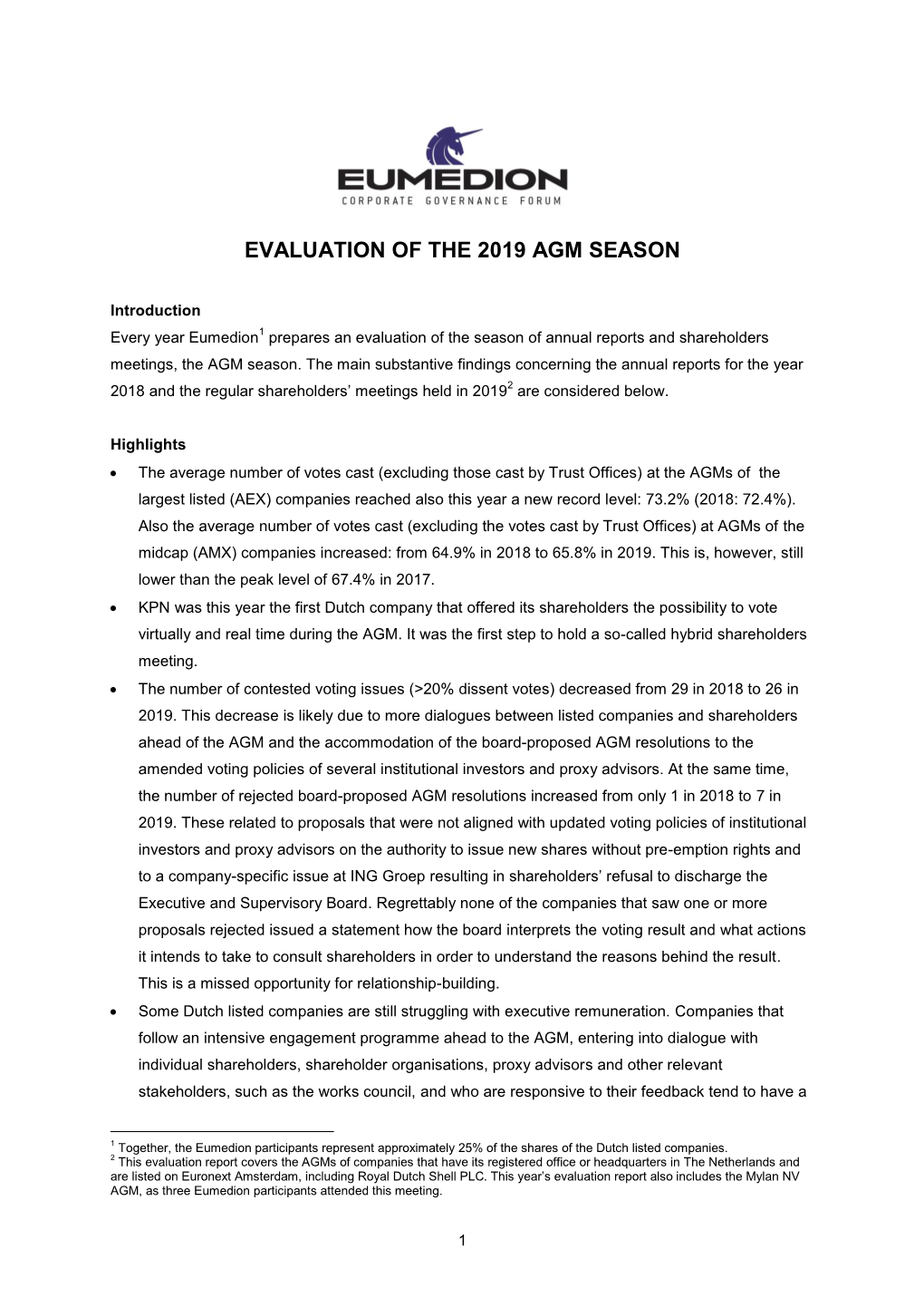 Evaluation of the 2019 Agm Season