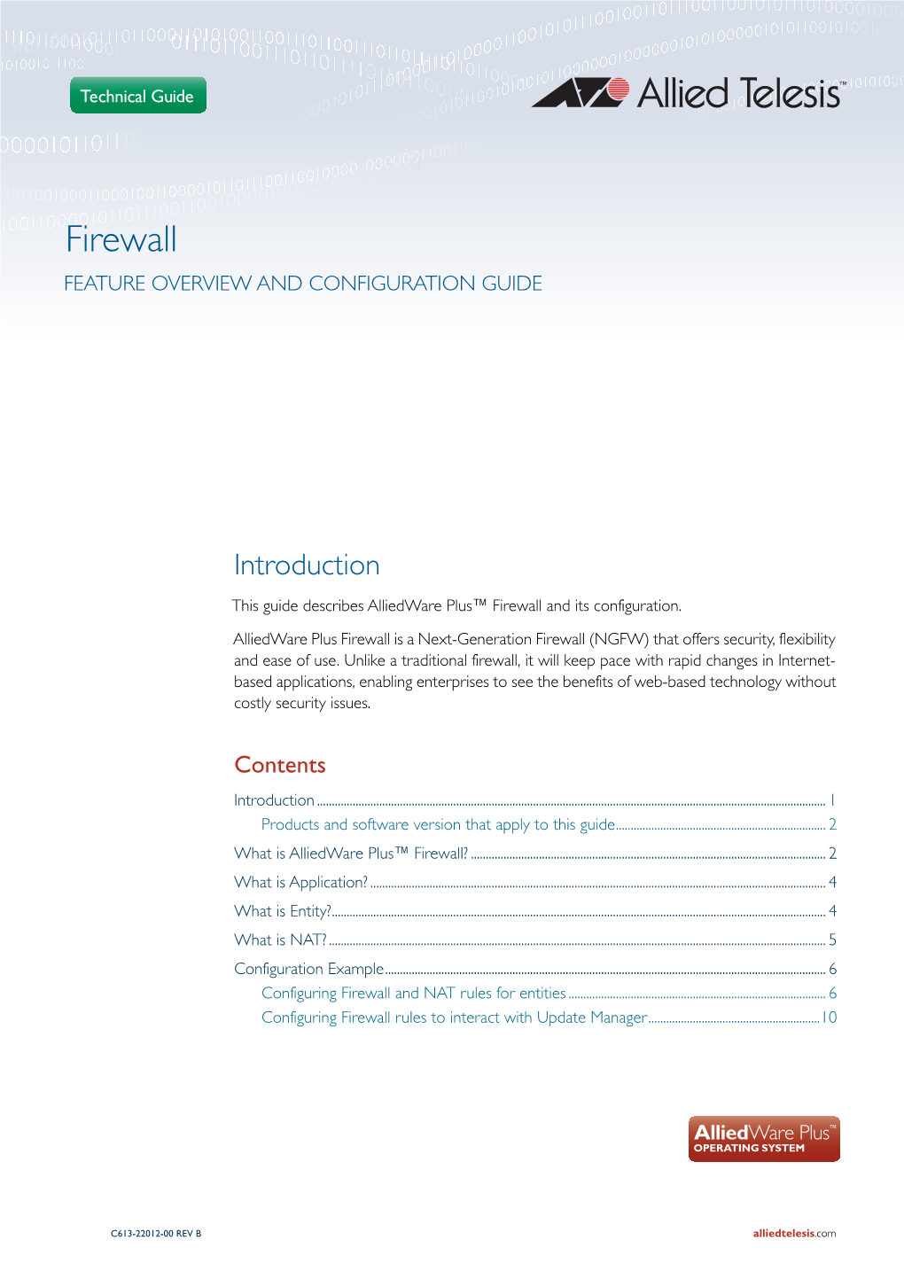 Firewall FEATURE OVERVIEW and CONFIGURATION GUIDE