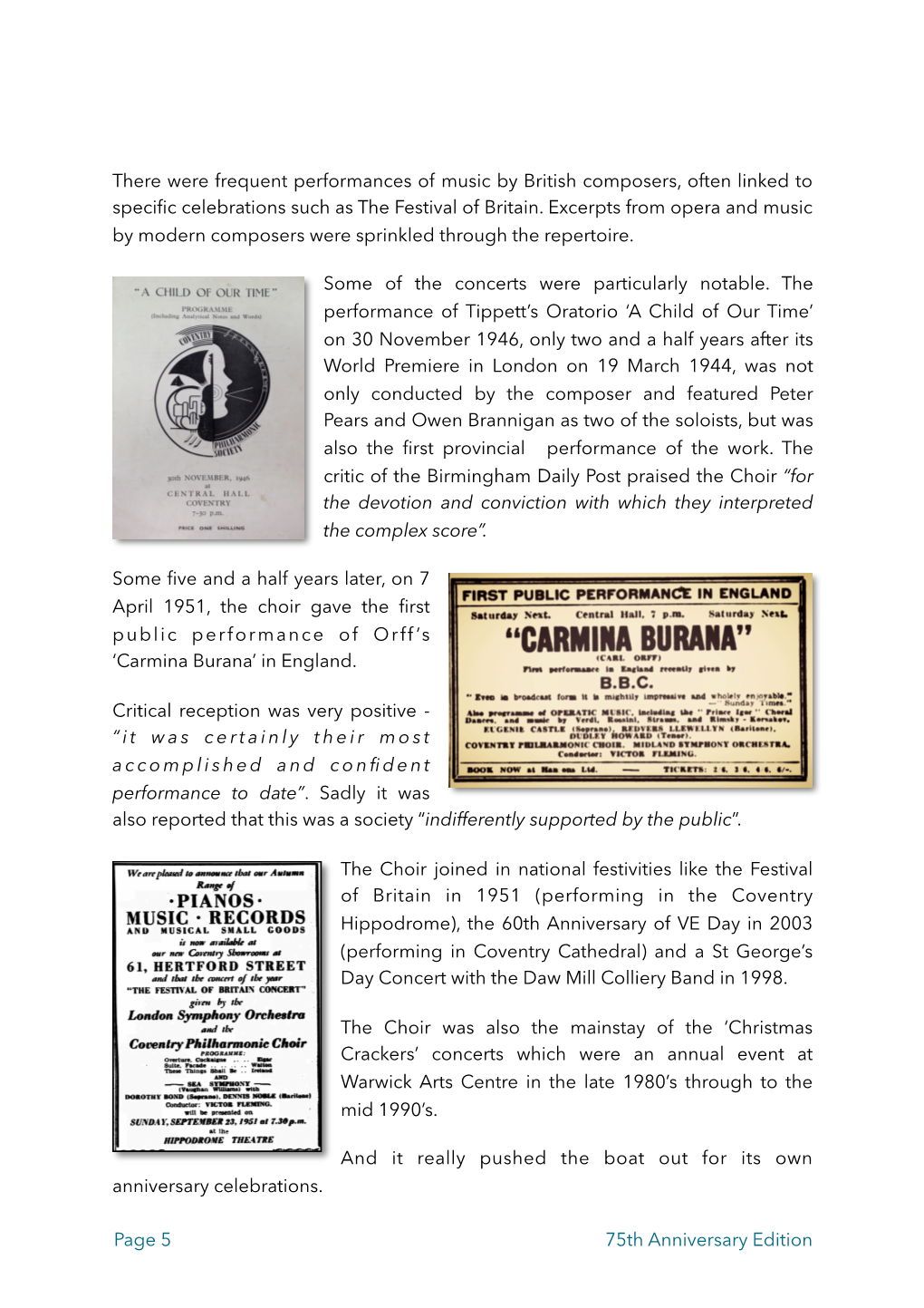 There Were Frequent Performances of Music by British Composers, Often Linked to Speciﬁc Celebrations Such As the Festival of Britain