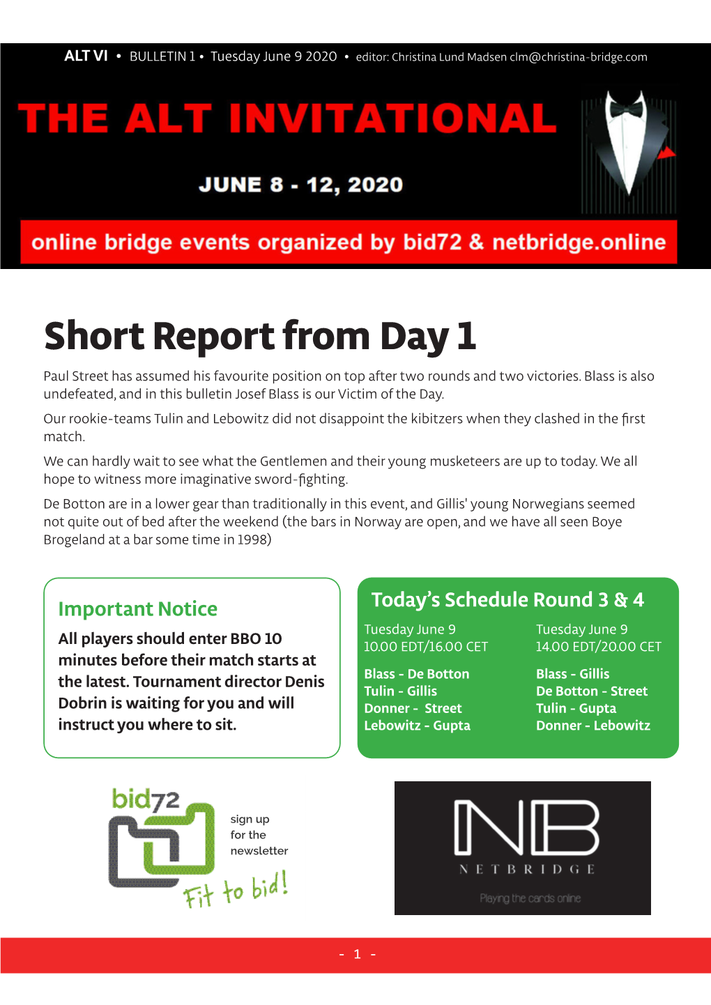 Alt Invitational VI Daily Bulletin 1