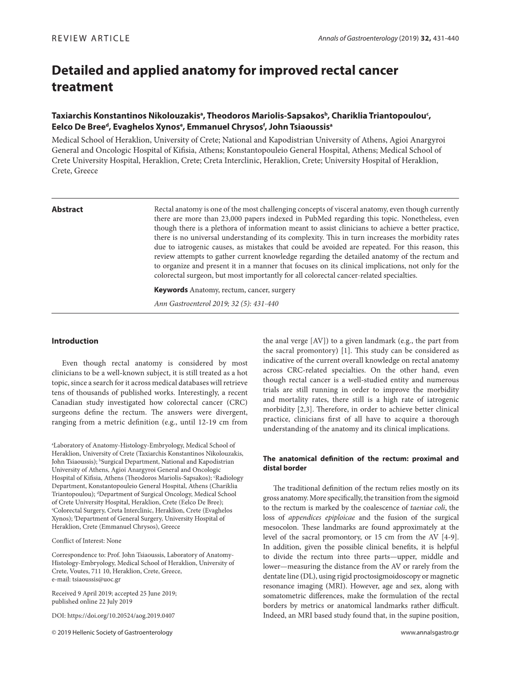 Detailed and Applied Anatomy for Improved Rectal Cancer Treatment