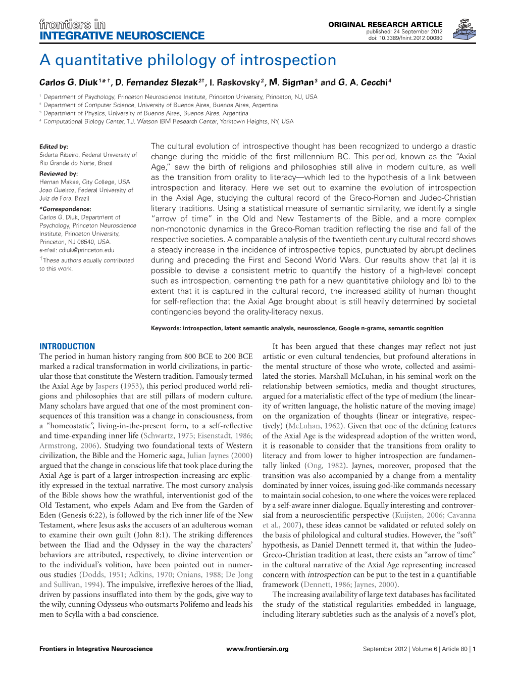 A Quantitative Philology of Introspection