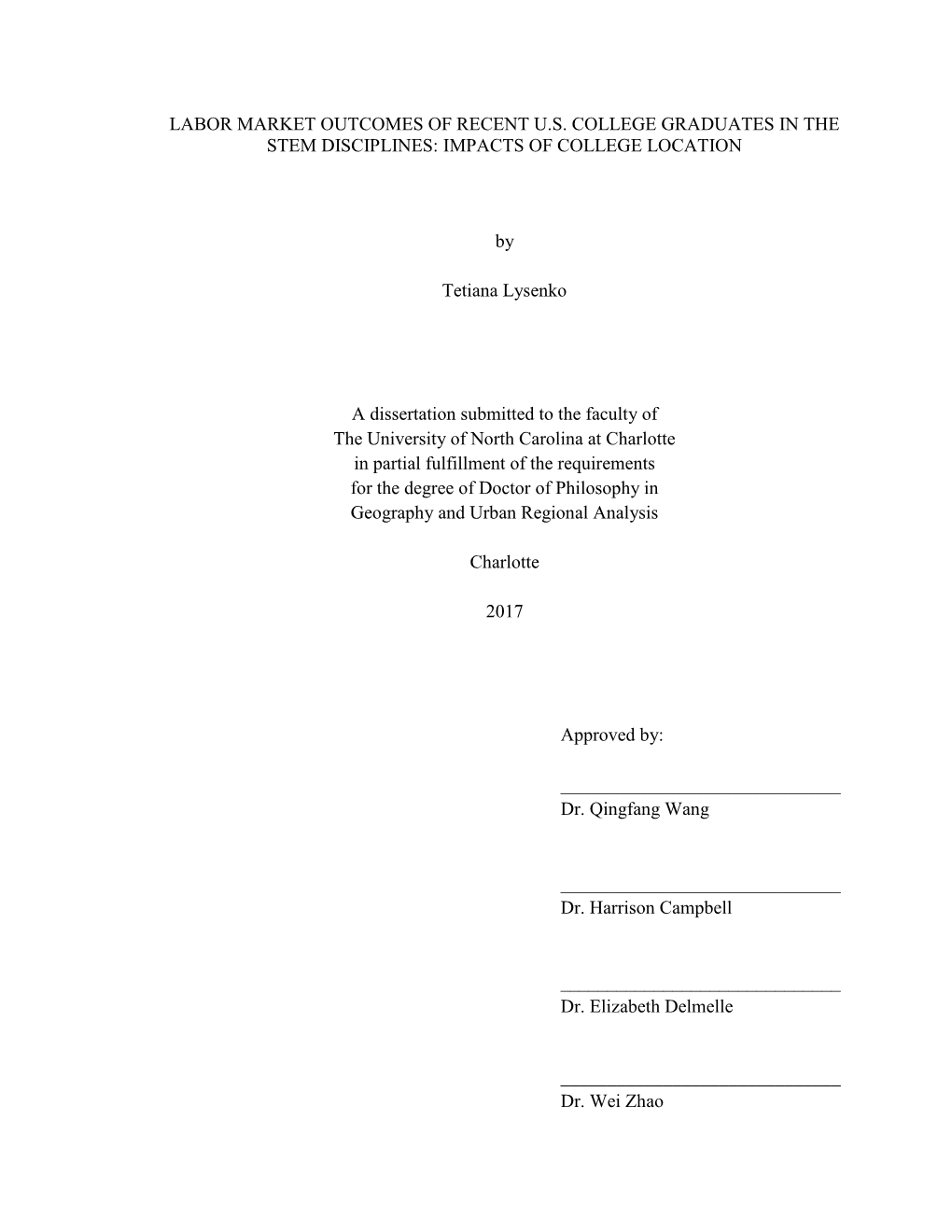 Labor Market Outcomes of Recent Us College Graduates In