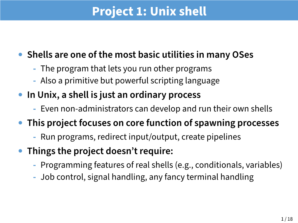 Project 1: Unix Shell
