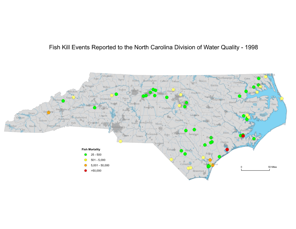 Fish Kill Events Reported to the North Carolina Division of Water Quality - 1998