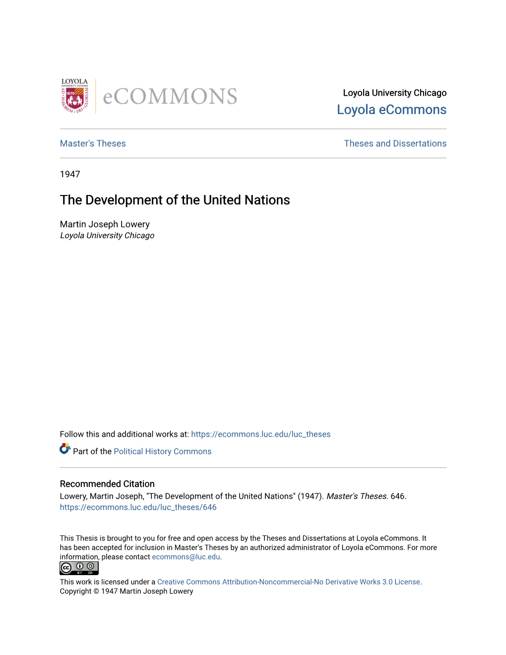 The Development of the United Nations