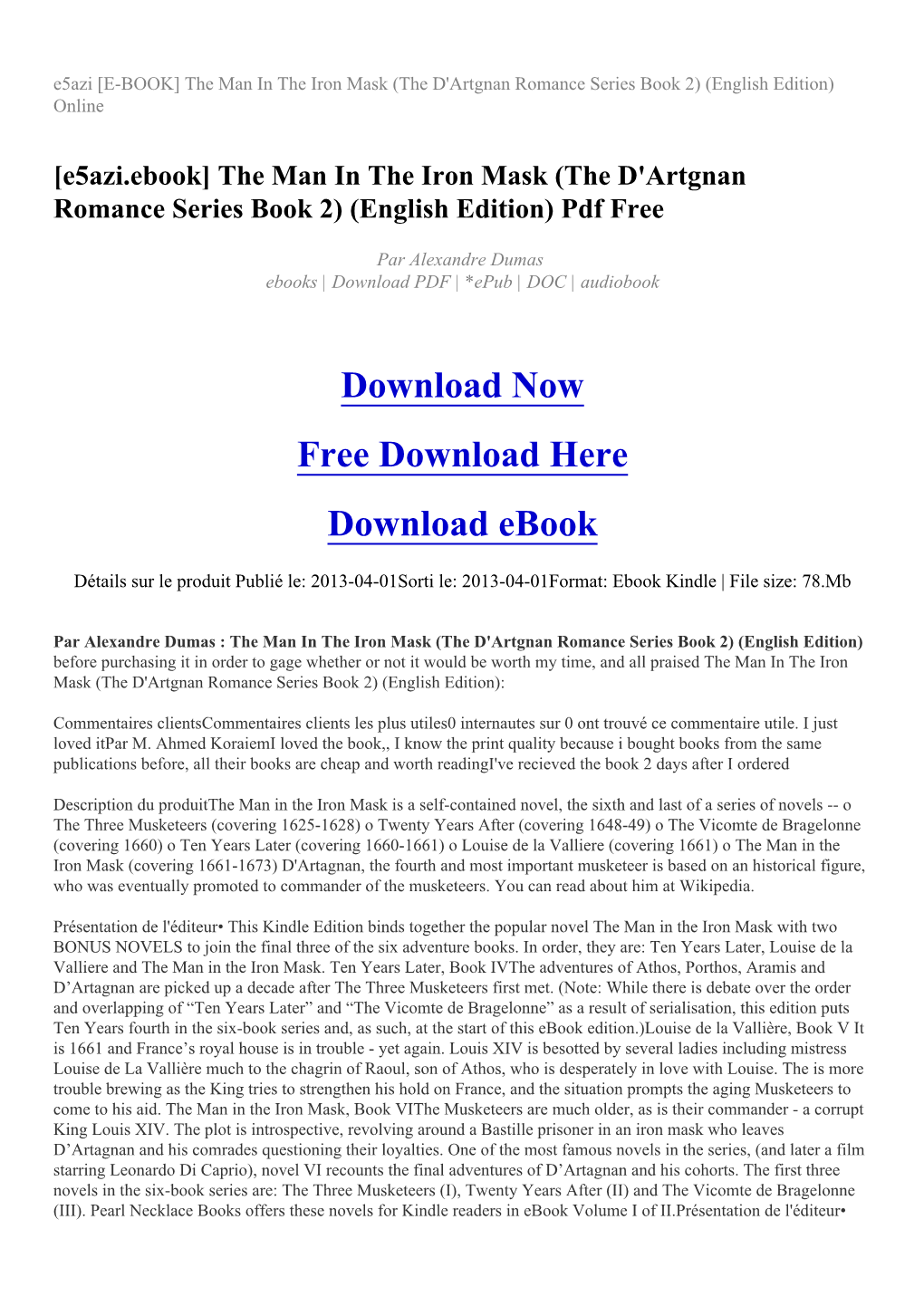 [E5azi.Ebook] the Man in the Iron Mask (The D'artgnan Romance Series Book 2) (English Edition) Pdf Free