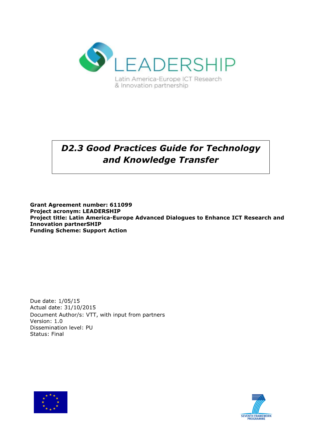 D2.3 Good Practices Guide for Technology and Knowledge Transfer