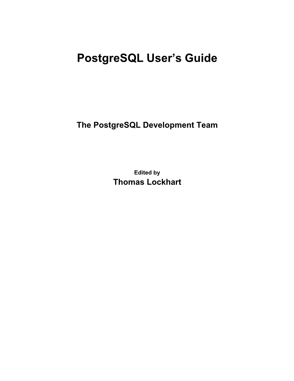 Postgresql User's Guide