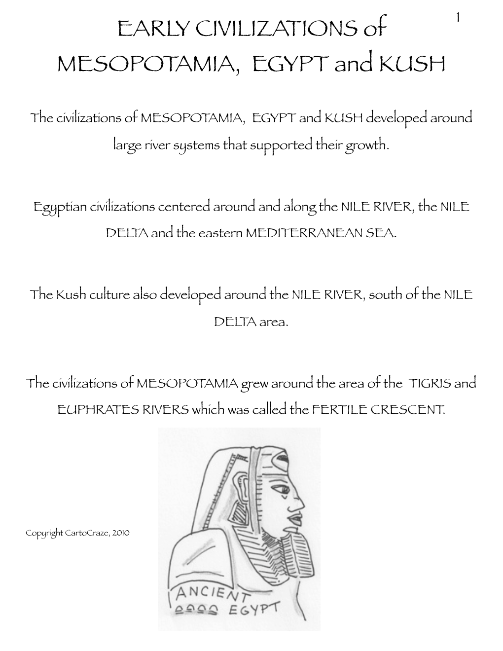 EARLY CIVILIZATIONS of MESOPOTAMIA, EGYPT and KUSH