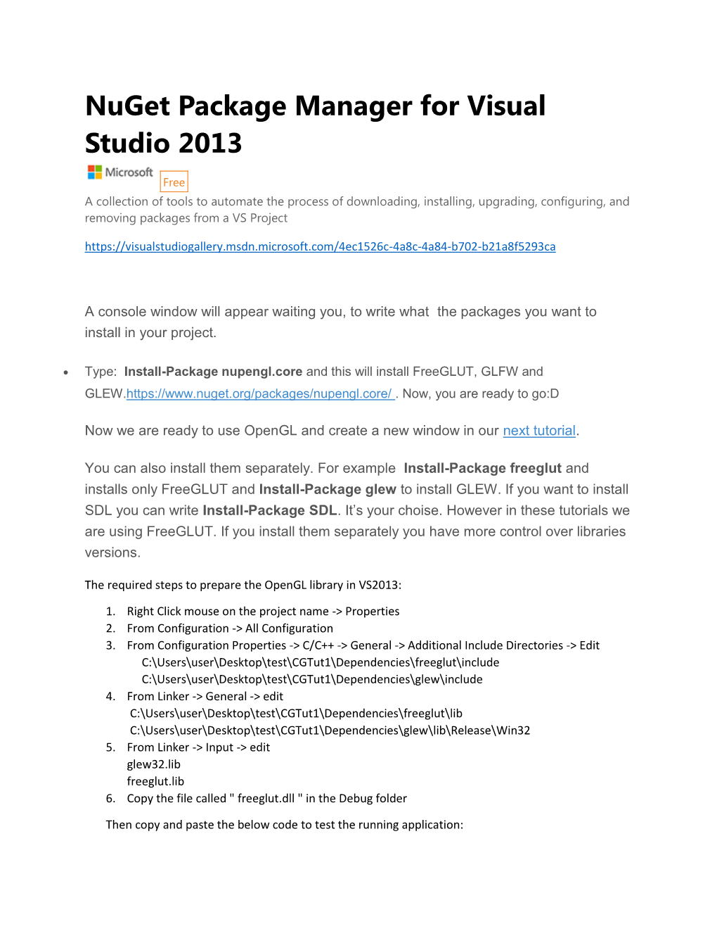 Nuget Package Manager for Visual Studio 2013