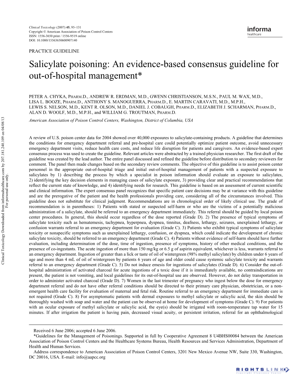 Salicylate Toxicity