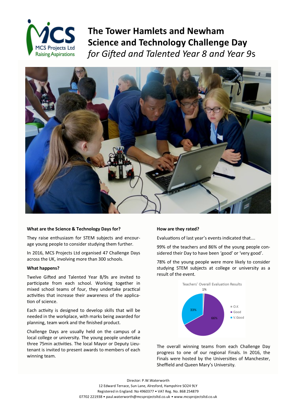 The Tower Hamlets and Newham Science and Technology Challenge Day for Gifted and Talented Year 8 and Year 9S