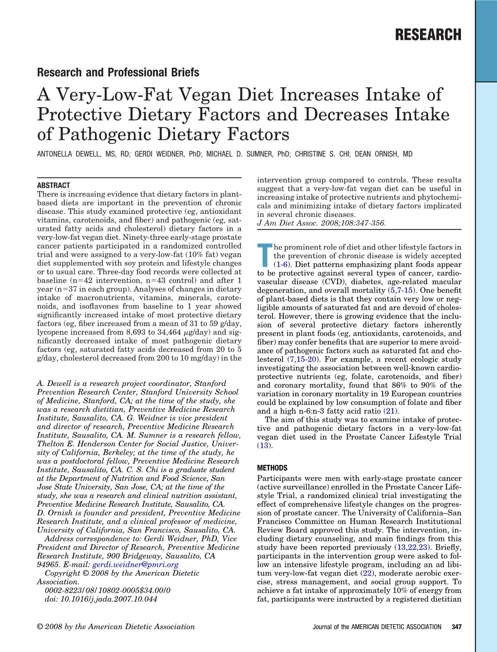Low-Fat, Plant-Based Approach