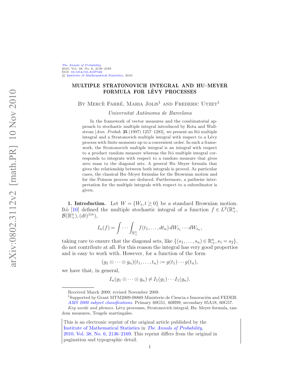 Multiple Stratonovich Integral and Hu--Meyer Formula for Levy Processes