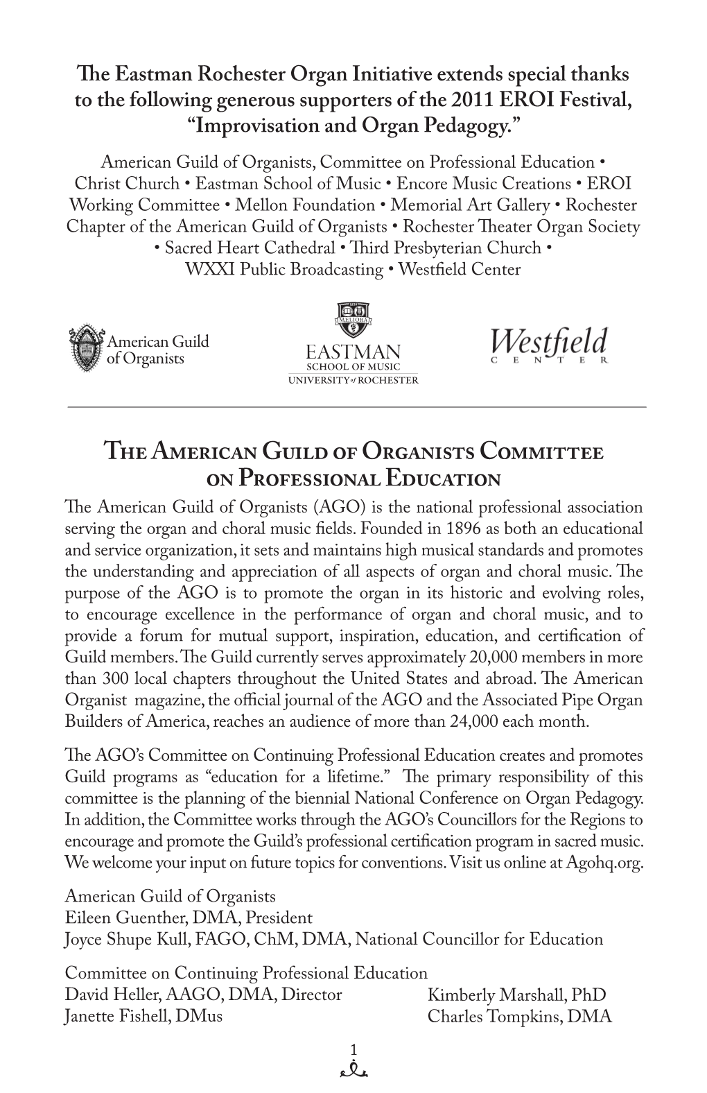 The American Guild of Organists Committee on Professional Education