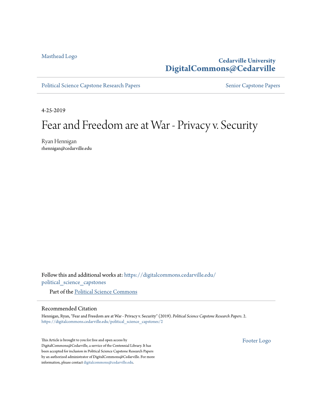 Fear and Freedom Are at War - Privacy V