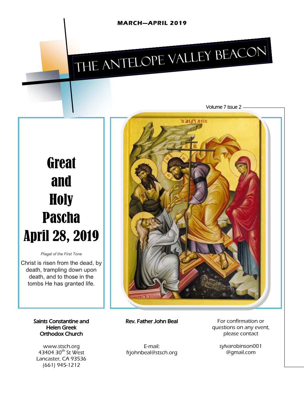 Great and Holy Pascha April 28, 2019
