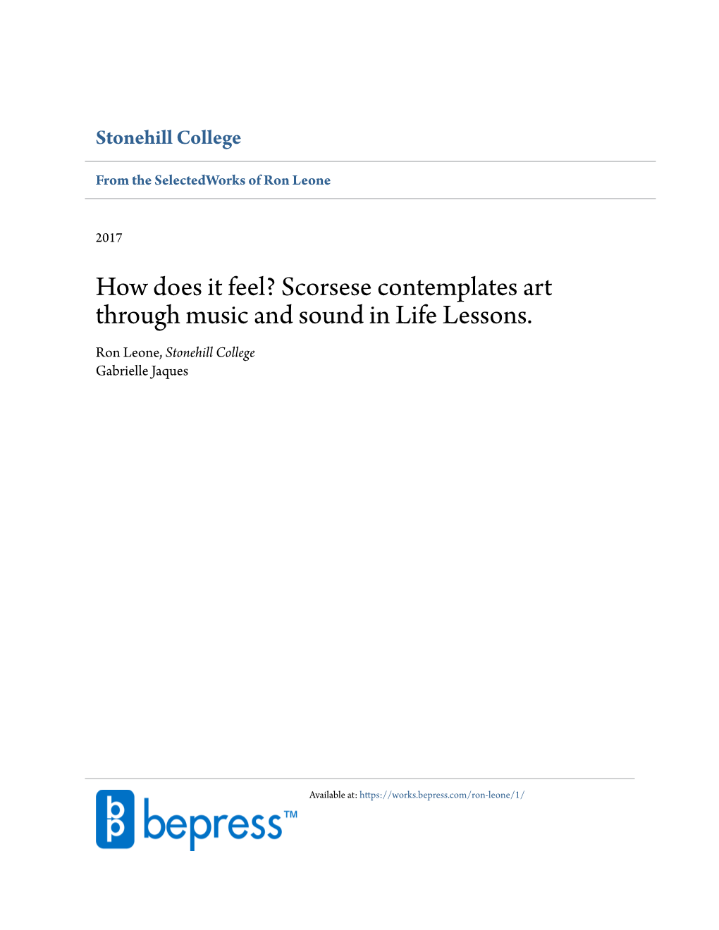 How Does It Feel? Scorsese Contemplates Art Through Music and Sound in Life Lessons