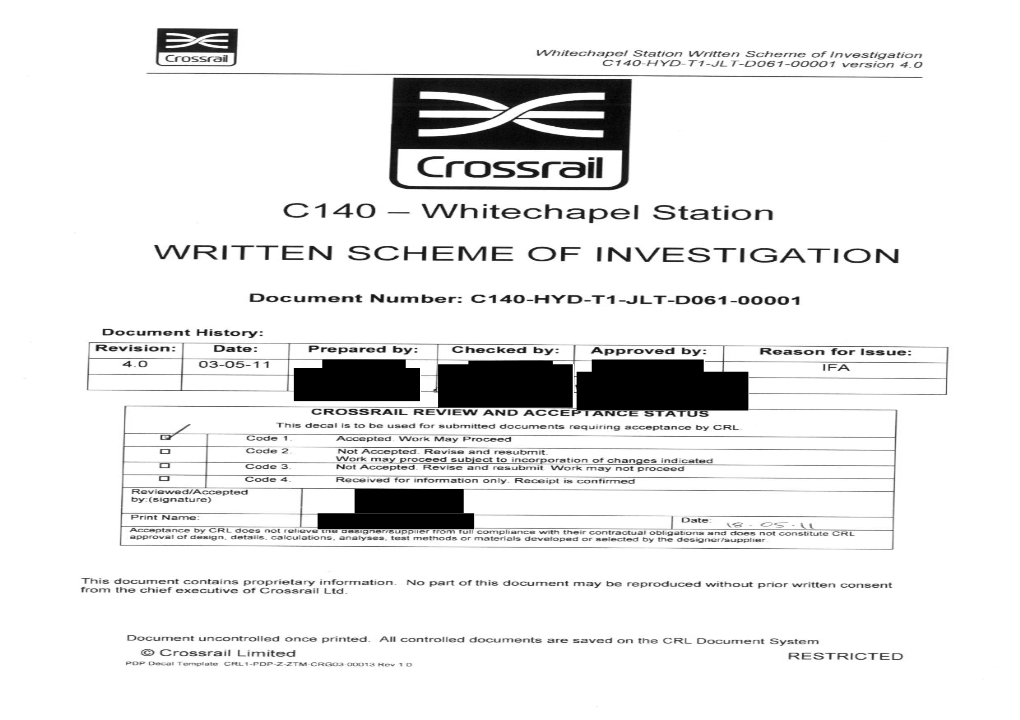C140 WHI Whitechapel Station Written Scheme of Investigation.Pdf