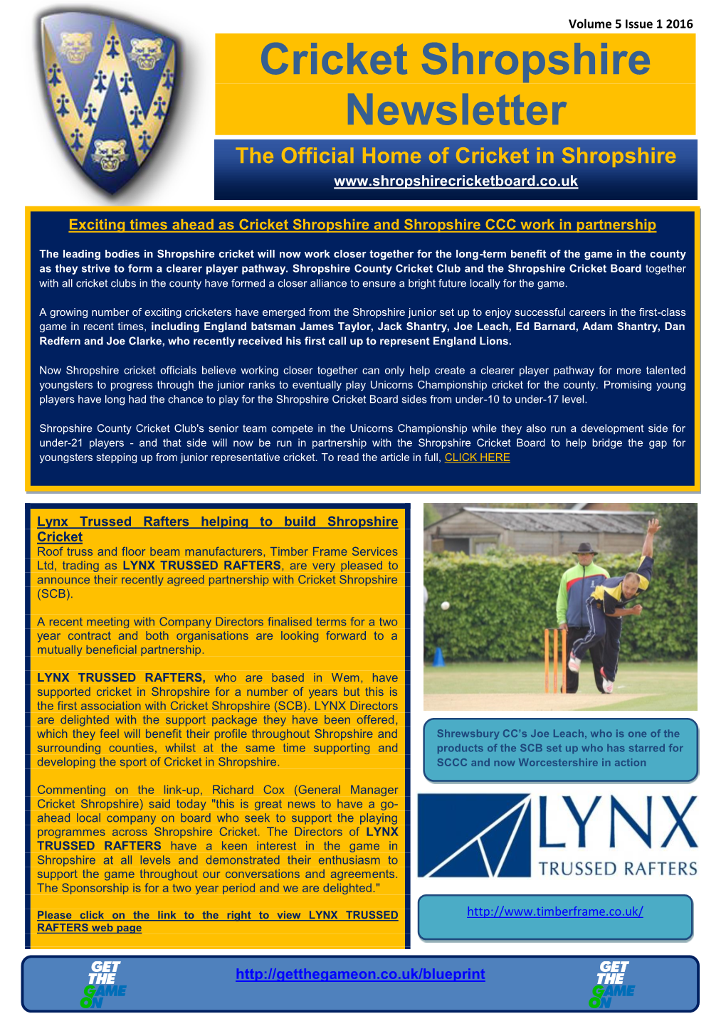 Cricket Shropshire Newsletter