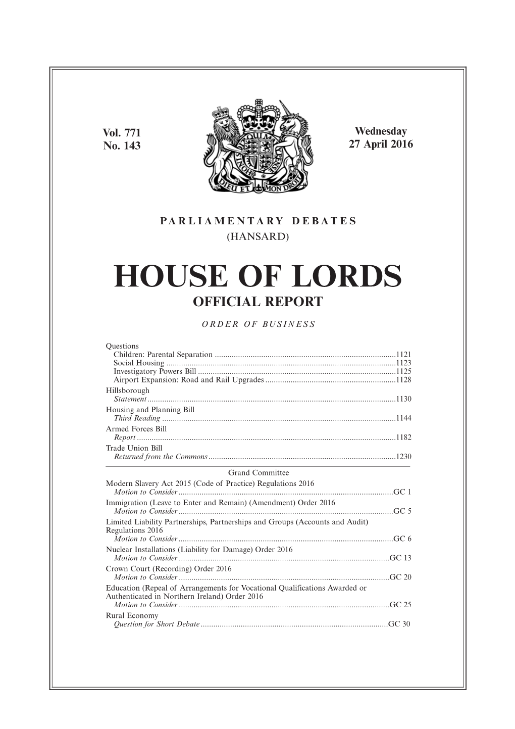 House of Lords Official Report