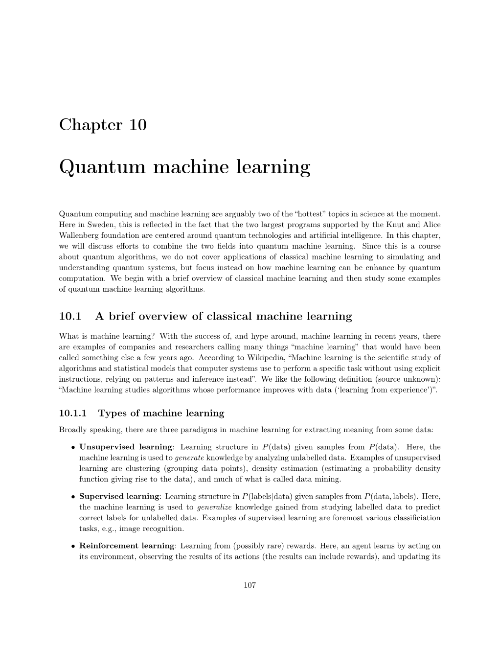 Quantum Machine Learning