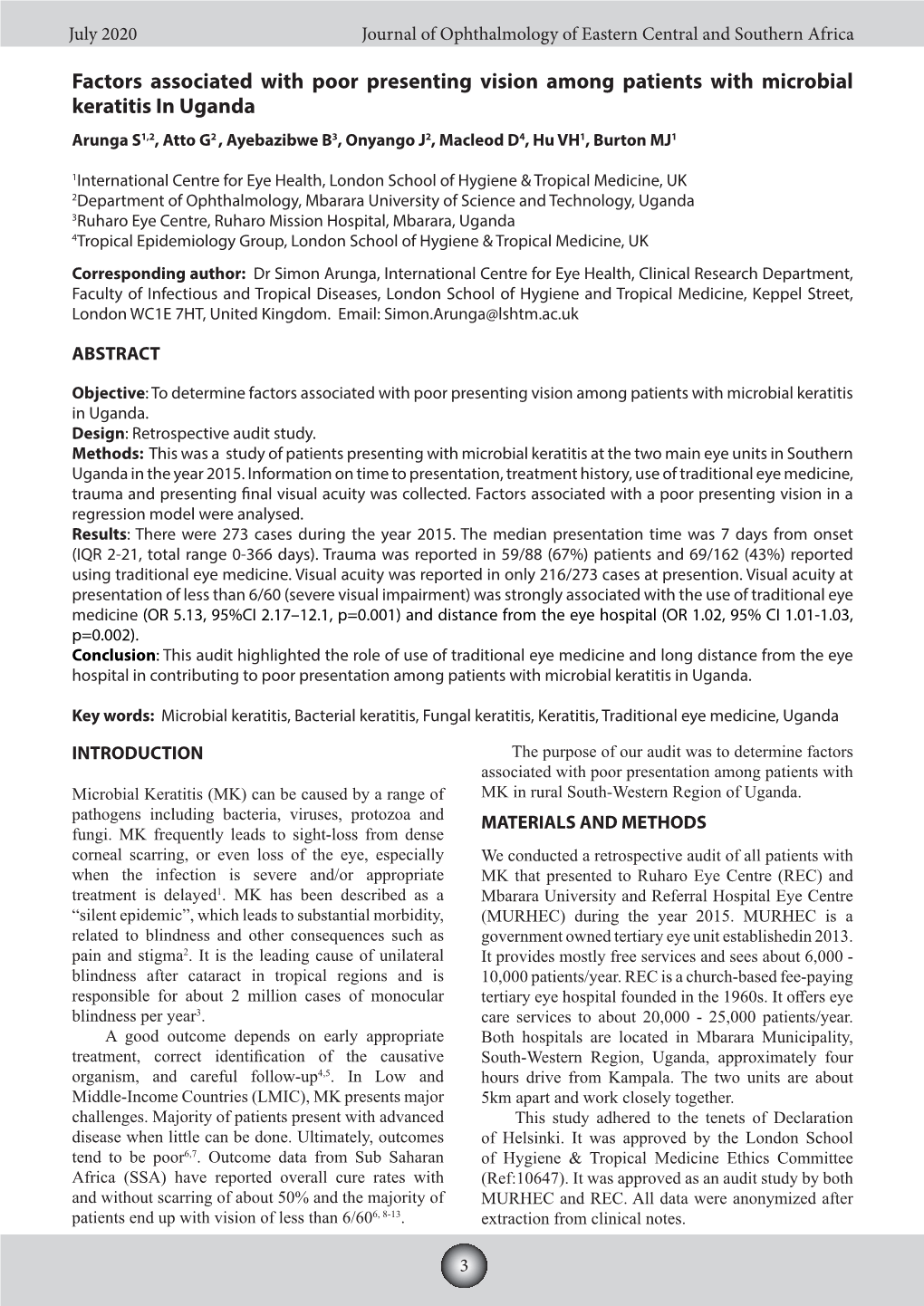 Factors Associated with Poor Presenting Vision Among Patients