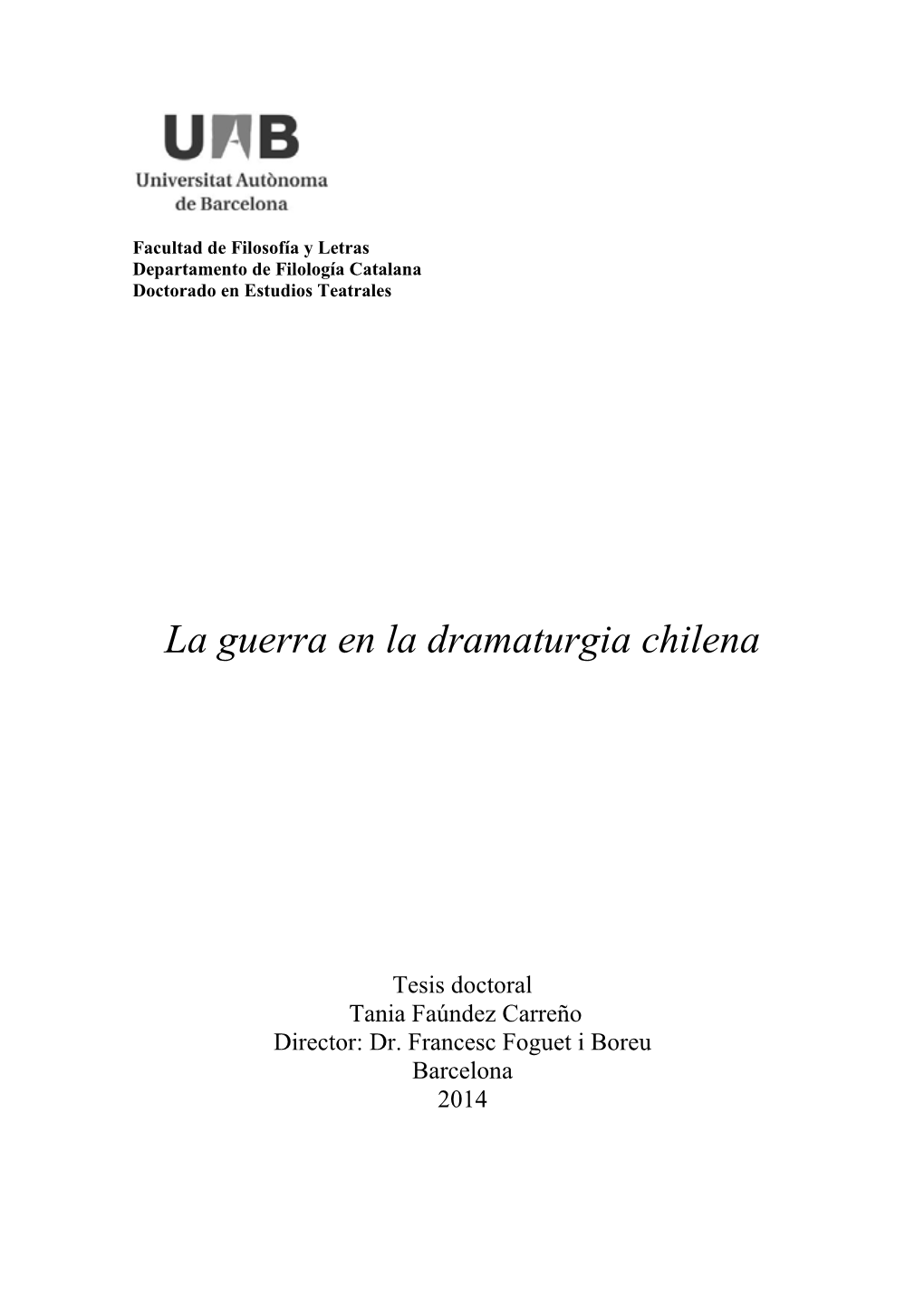 La Guerra En La Dramaturgia Chilena