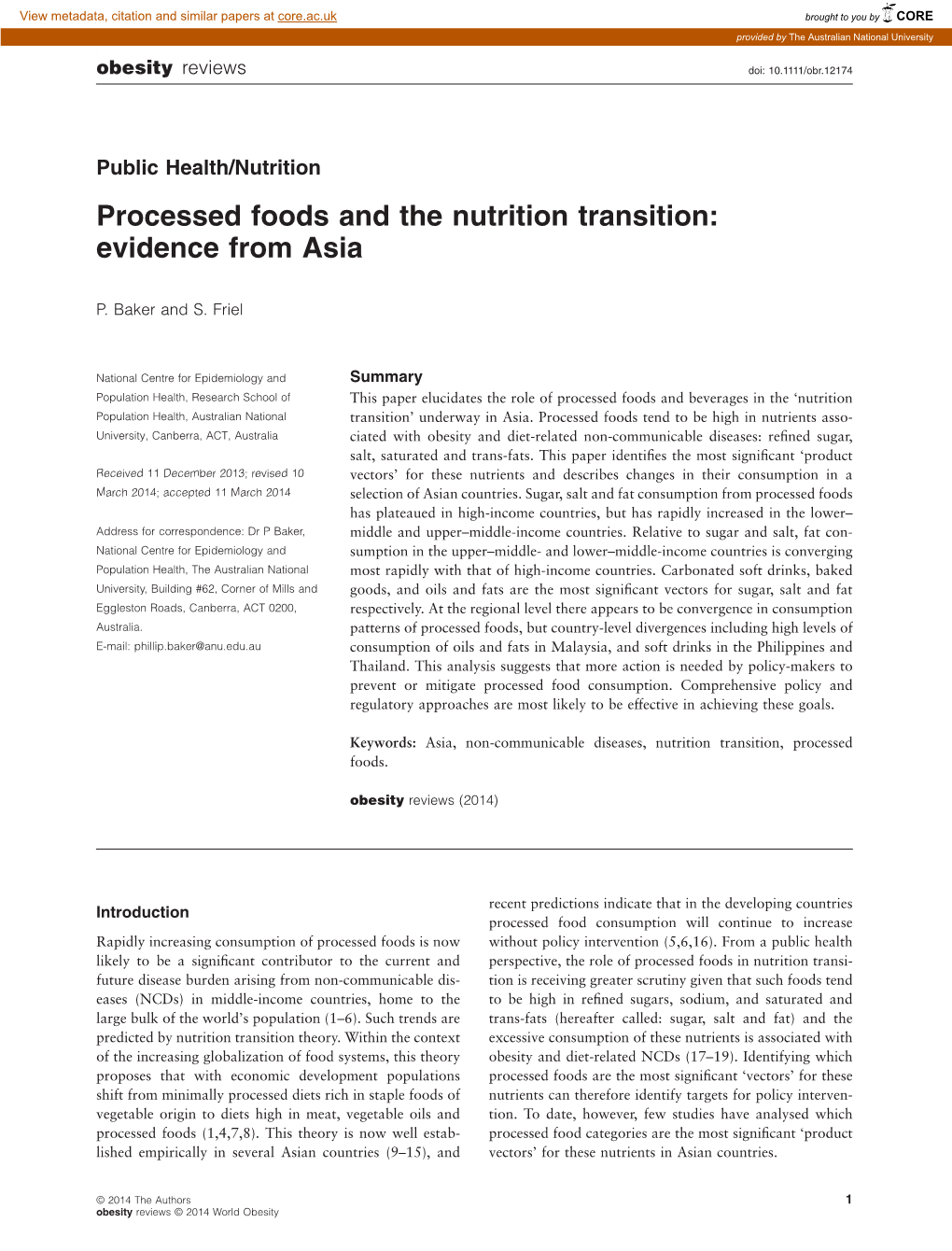 Processed Foods and the Nutrition Transition: Evidence from Asia