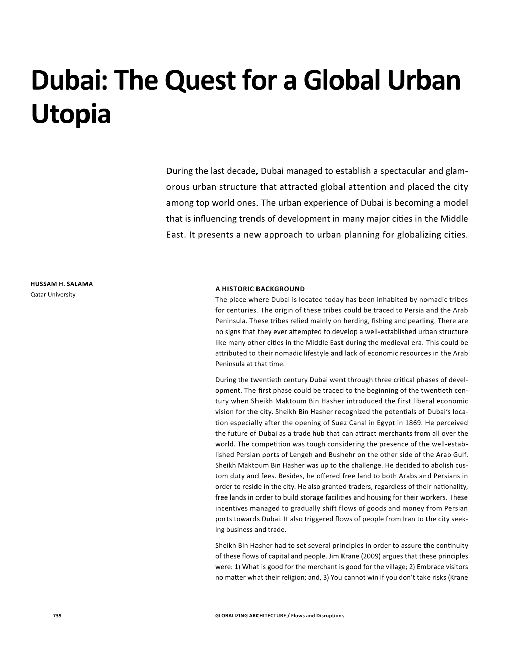 Dubai: the Quest for a Global Urban Utopia