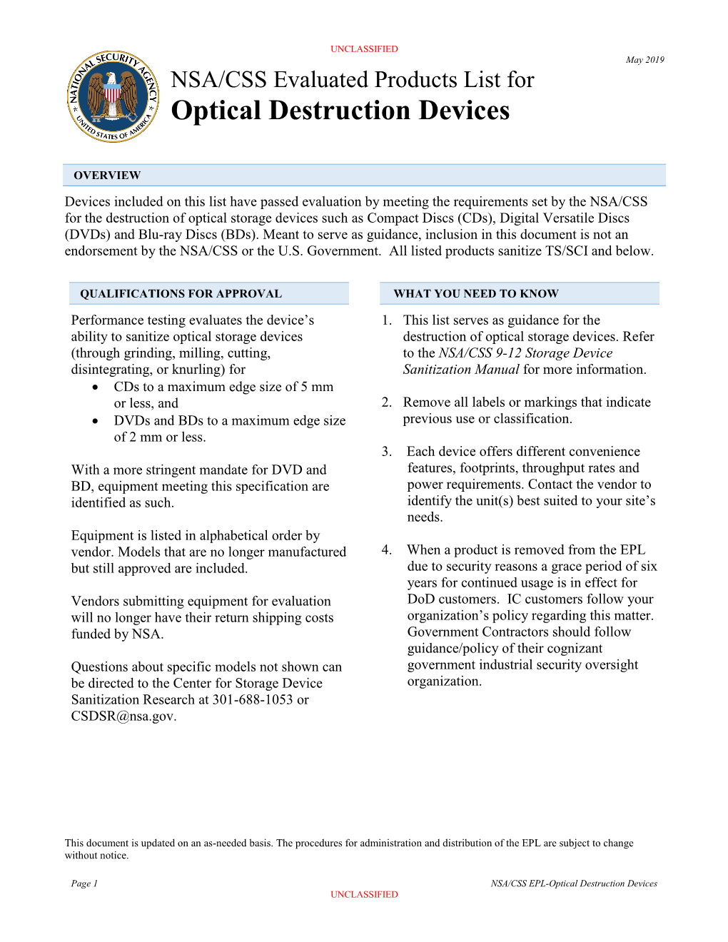 Optical Destruction Devices