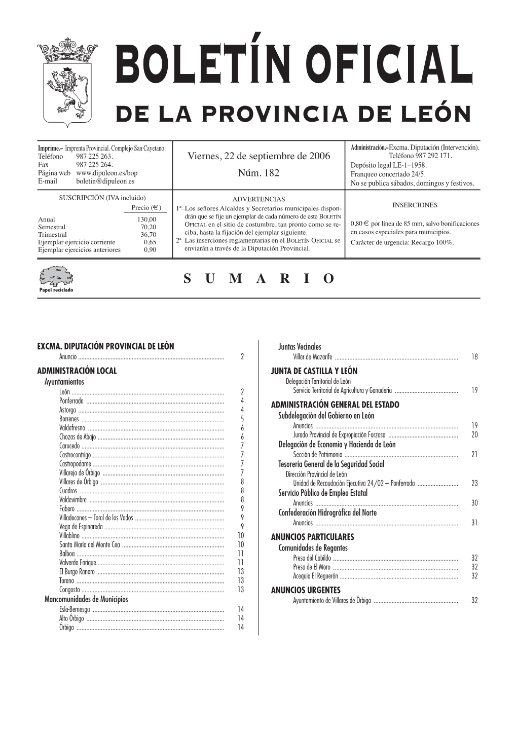 Boletín Oficial De La Provincia De León