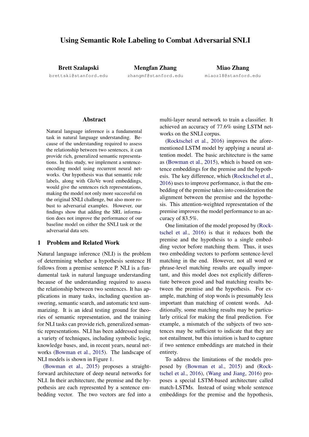 Using Semantic Role Labeling to Combat Adversarial SNLI