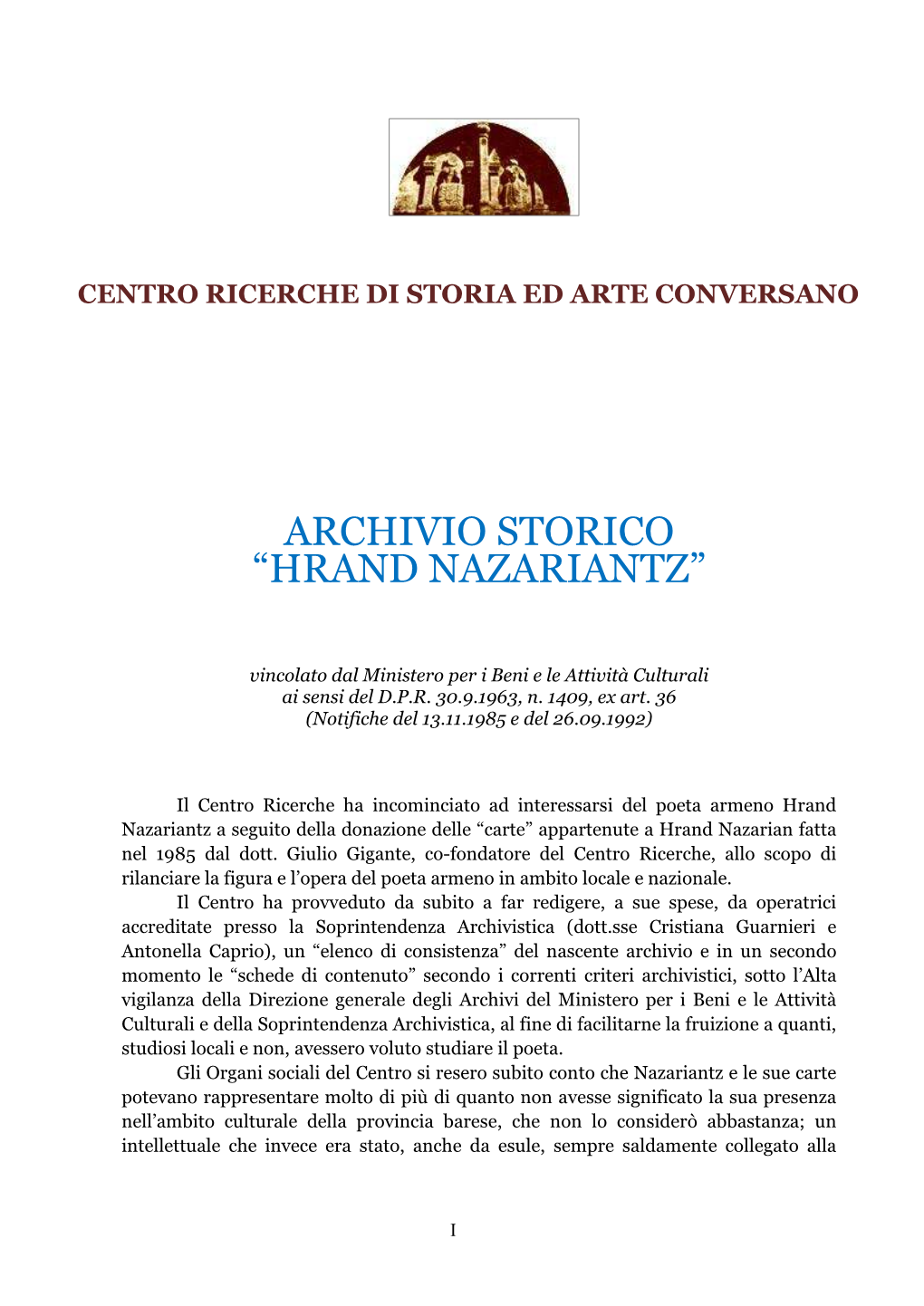 Archivio Storico Hrand Nazariantz