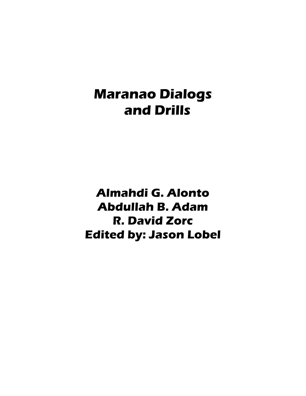 Maranao Dialogs and Drills