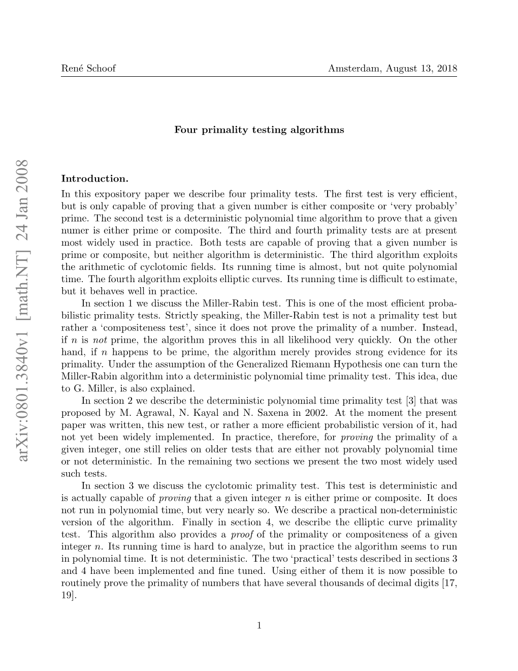 Arxiv:0801.3840V1 [Math.NT] 24 Jan 2008 U Tbhvswl Npractice