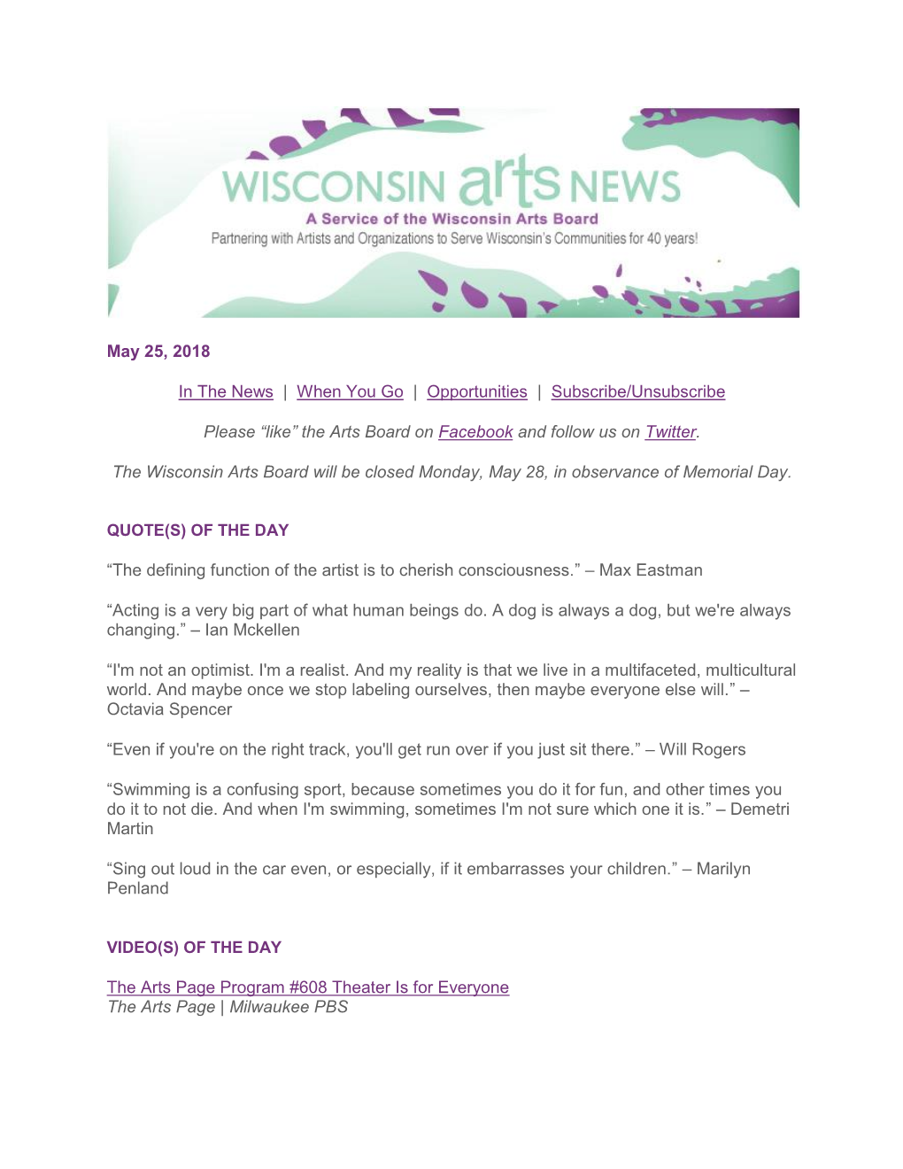 WAB Wisconsin Arts News