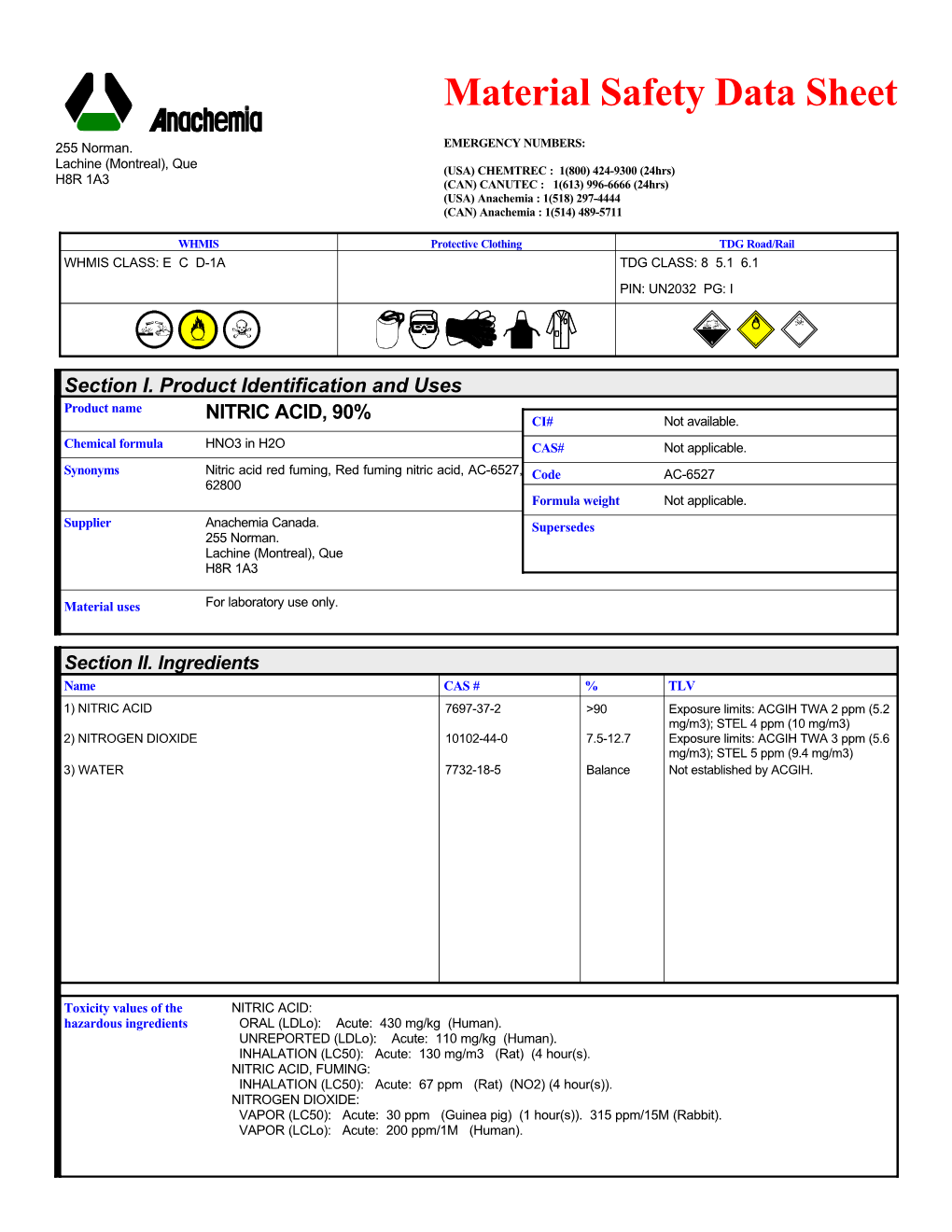 8883 Nitric Acid